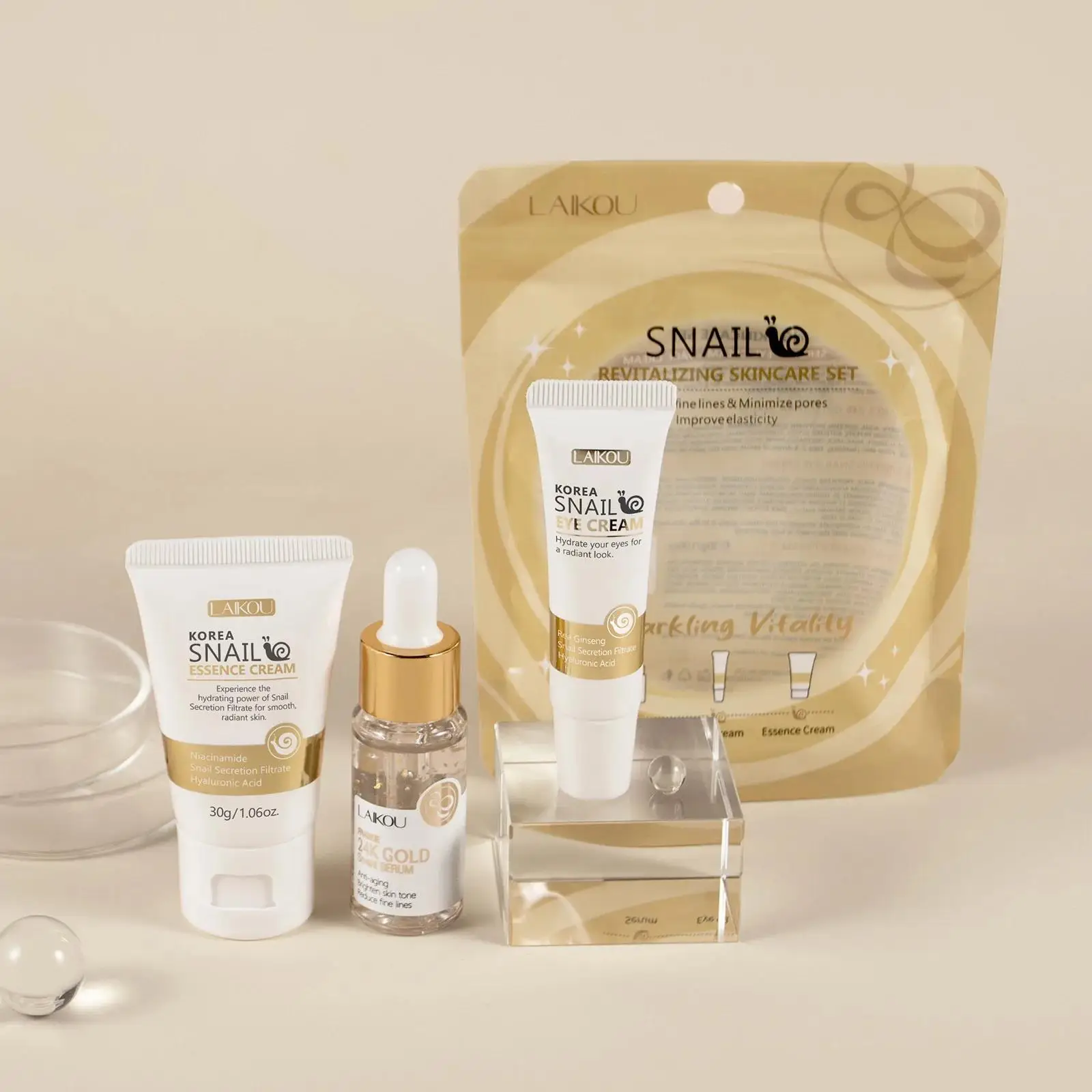 Luxury Natural Skincare - 24K 골드 달팽이 리페어 세럼 아이